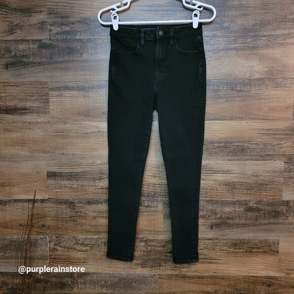 American Eagle Jeans 2 S Jegging 360 Next Level Stretch Super Hi Rise Black Wash - Picture 1 of 12